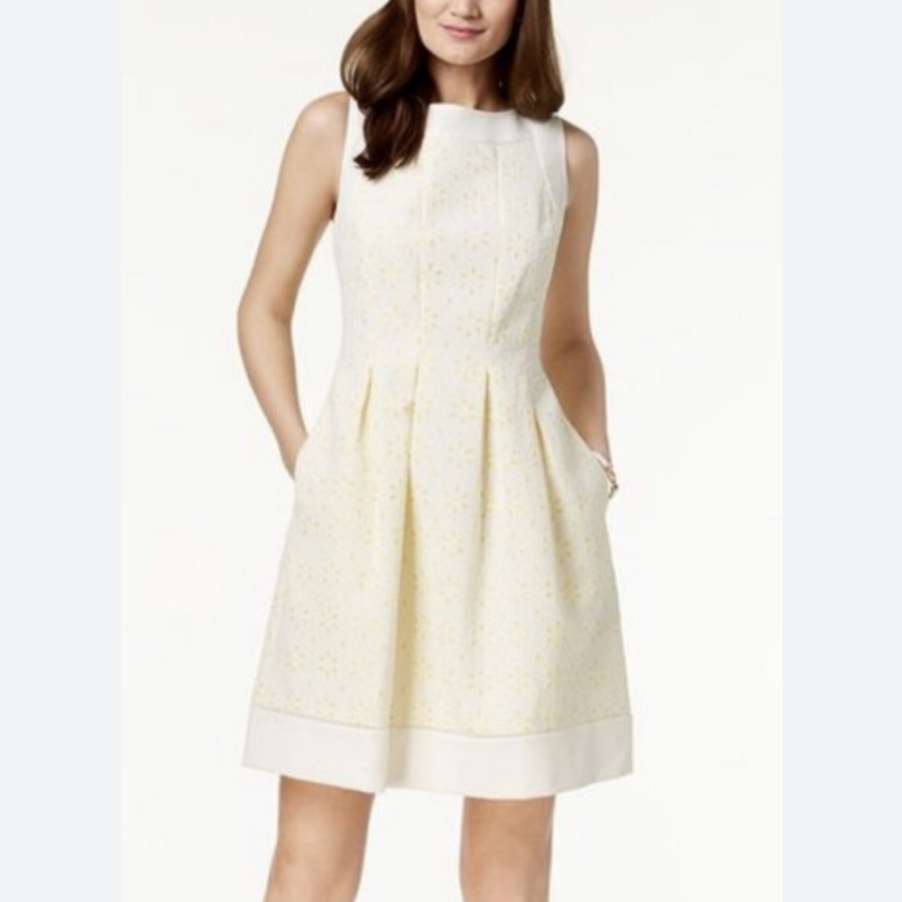 24w Jessica Howard white yellow eyelet dress NWT A Line